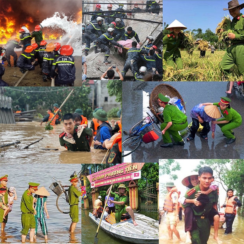 Lực lượng Công an nhân dân sẵn sàng hy sinh "thức cho dân ngủ, gác cho dân vui chơi, lấy niềm vui, hạnh phúc của Nhân dân làm niềm vui, lẽ sống của mình"; xả thân vì sự nghiệp cách mạng, vì cuộc sống bình yên và hạnh phúc của nhân dân.