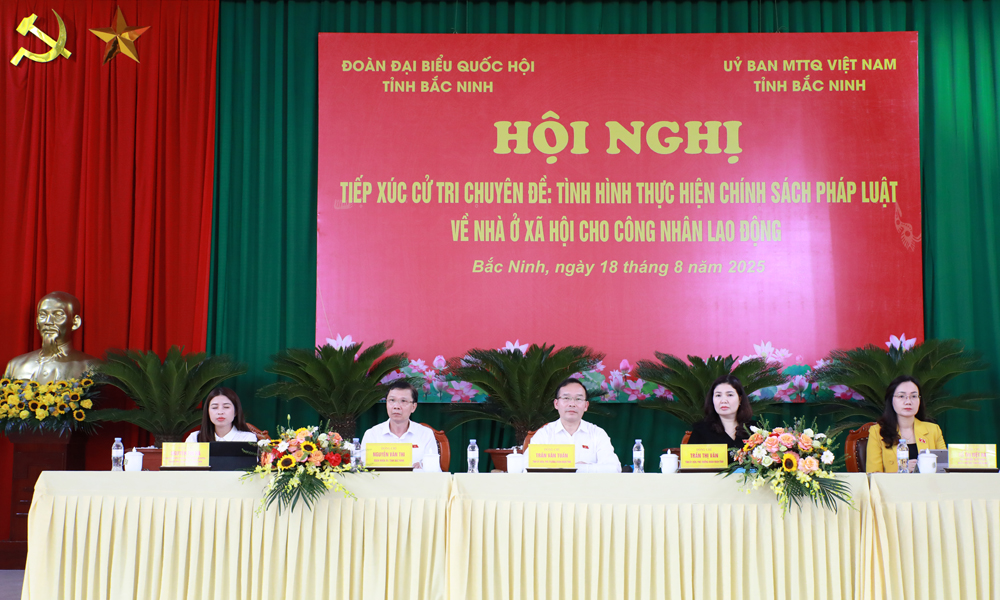 Các đại biểu Quốc hội tiếp xúc cử tri chuyên đề với công nhân lao động.