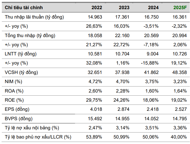 VCBS dự phóng các chỉ tiêu tài chính của VIB trong năm 2025 VCBS dự phóng các chỉ tiêu tài chính của VIB trong năm 2025