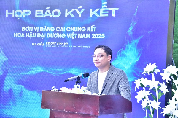 Ông Nguyễn Anh Vũ- Chủ tịch HĐQT, Tổng Giám đốc Vĩnh Hy Resort , Chủ tịch HHDLNT- Khánh Hòa phát biểu