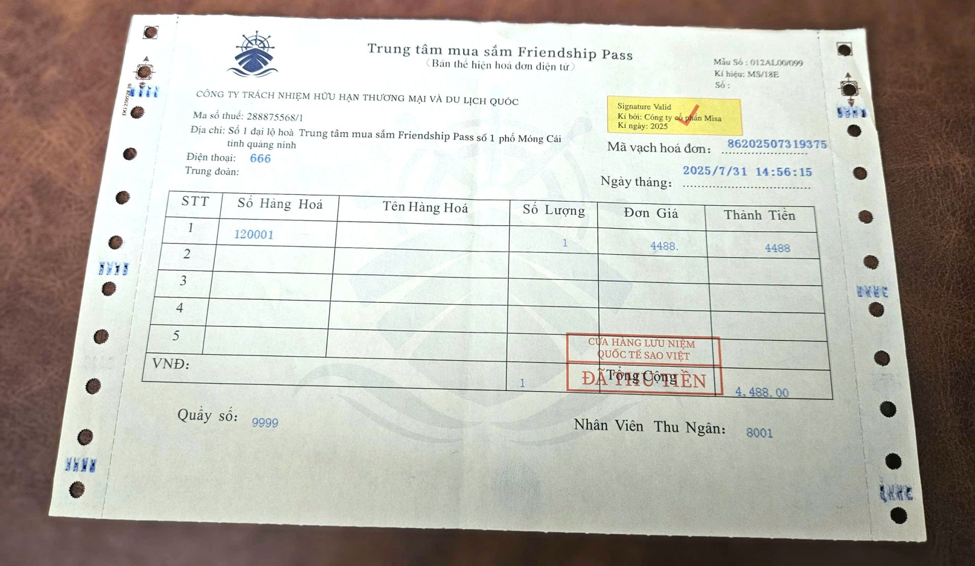 Hóa đơn bán hàng có dấu hiệu vi phạm