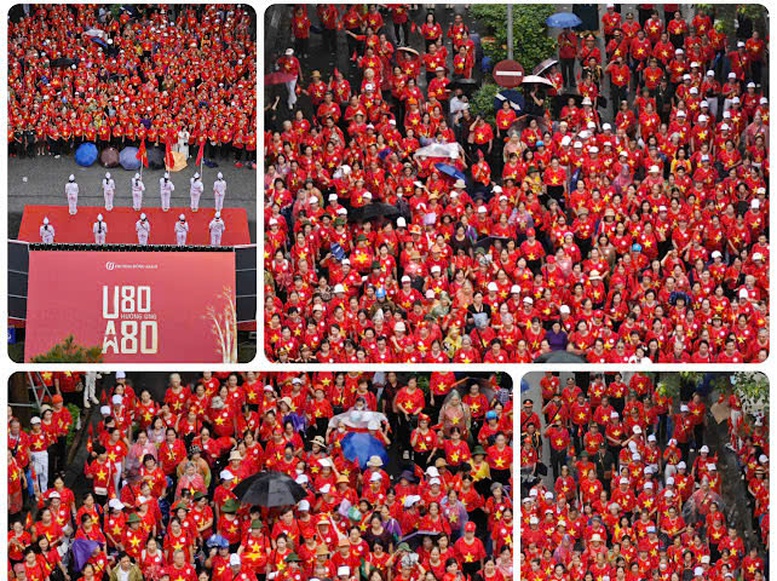 1.360 người cao tuổi cùng đồng thanh hát quốc ca mừng Cách mạng tháng 8 và Quốc khánh 2/9 - Ảnh: VGP