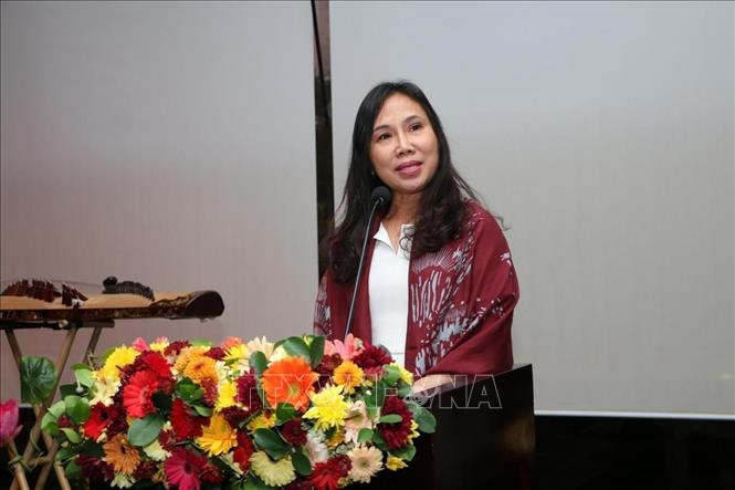 Đại sứ Việt Nam tại Sri Lanka Trịnh Thị Tâm phát biểu tại buổi khai trương Tuần lễ Ẩm thực Việt Nam. Ảnh: TTXVN phát