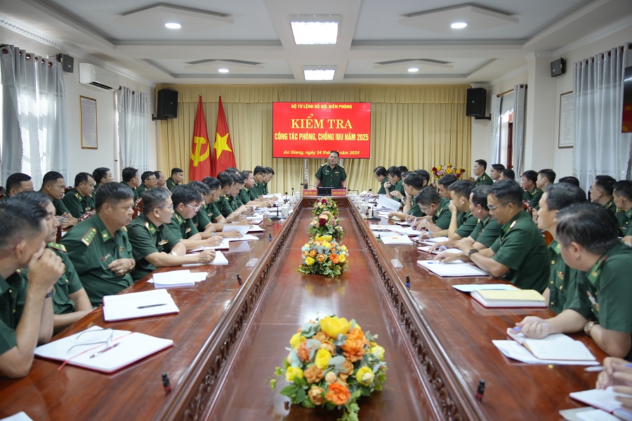 Đại tá Trần Tuấn Anh, Phó Tham mưu trưởng Bộ đội Biên phòng, Phó Trưởng đoàn kiểm tra, kết luận sơ bộ chuyến kiểm tra đối với các đơn vị thuộc Ban chỉ huy Bộ đội Biên phòng tỉnh An Giang.