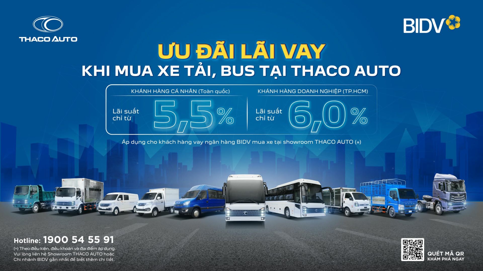 Gói vay mua xe ưu đãi áp dụng cho các dòng xe thương hiệu THACO TRUCK, THACO BUS
