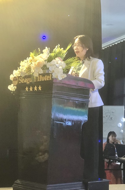 Bà Đỗ Thị Diệu Hạnh phát biểu khai mạc Hội thảo. Ảnh: VH