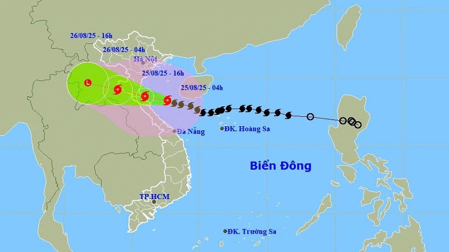Vị trí và hướng đi của bão số 5 Vị trí và hướng đi của bão số 5