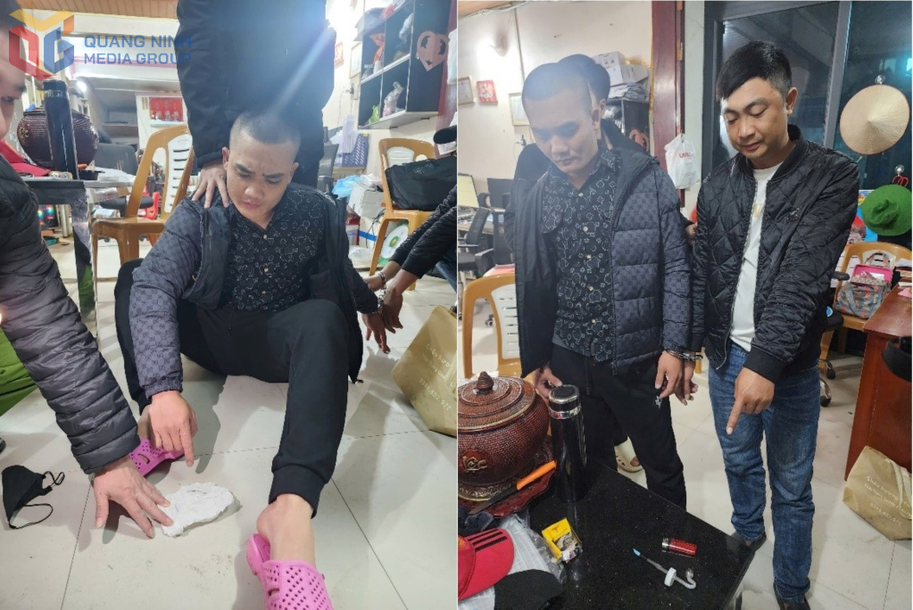 Đối tượng Nguyễn Văn Phong và Bùi Đình Lục cùng vật chứng khi bị bắt. Đối tượng Nguyễn Văn Phong và Bùi Đình Lục cùng vật chứng khi bị bắt.