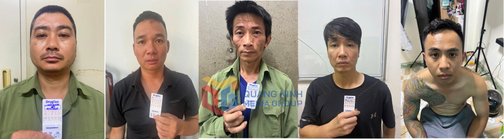 Từ trái qua phải là các đối tượng: Ngô Quang Điệp; Nguyễn Thế Hưng; Nguyễn Trọng Đại; Tô Mạnh Cường và Phạm Mạnh Hùng. Từ trái qua phải là các đối tượng: Ngô Quang Điệp; Nguyễn Thế Hưng; Nguyễn Trọng Đại; Tô Mạnh Cường và Phạm Mạnh Hùng.