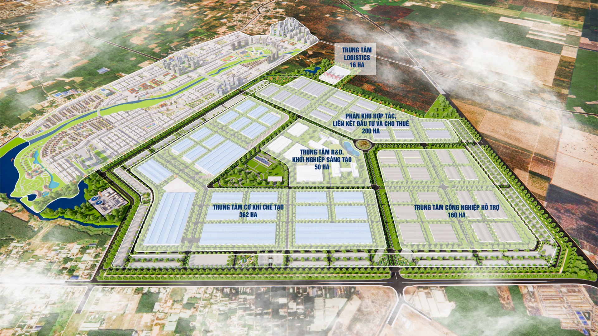 Phối cảnh Khu công nghiệp chuyên ngành cơ khí 786 ha của THACO tại TP.HCM, dự kiến vận hành từ tháng 9/2026, chuyên sản xuất đầu máy – toa tàu, thiết bị nhà ga và sản phẩm công nghiệp nặng Phối cảnh Khu công nghiệp chuyên ngành cơ khí 786 ha của THACO tại TP.HCM, dự kiến vận hành từ tháng 9/2026, chuyên sản xuất đầu máy – toa tàu, thiết bị nhà ga và sản phẩm công nghiệp nặng