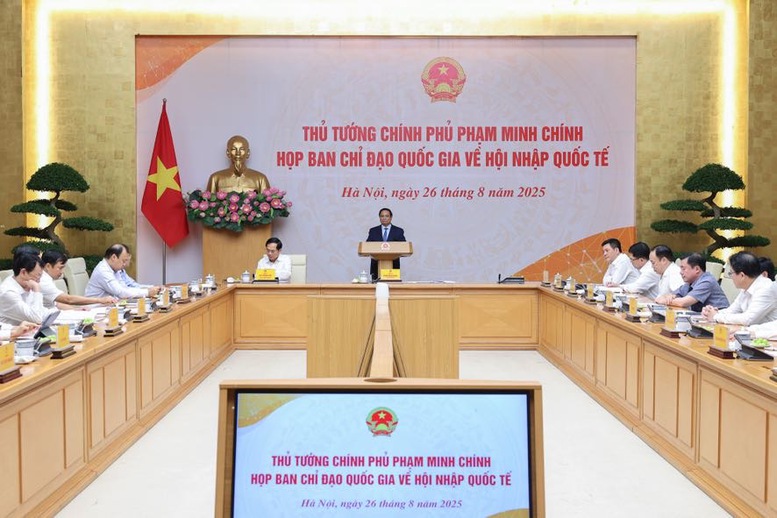 Thủ tướng Phạm Minh Chính, Trưởng Ban Chỉ đạo quốc gia về hội nhập quốc tế đã chủ trì cuộc họp của Ban Chỉ đạo - Ảnh: VGP/Nhật Bắc