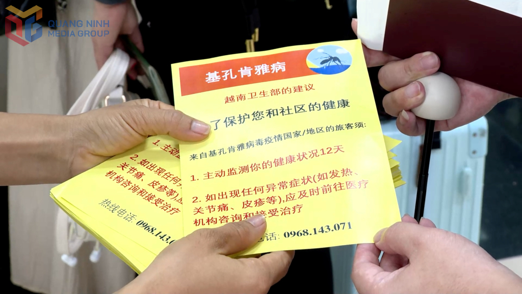 Tờ rơi về bệnh dịch Chikungunya được viết bằng tiếng Trung phát cho du khách khi nhập cảnh vào Việt Nam.
