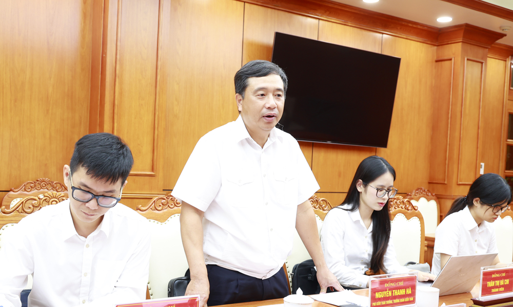 Đồng chí Nguyễn Thanh Hà, Phó Kiểm toán trưởng Kiểm toán nhà nước Chuyên ngành II phát biểu tại buổi làm việc.