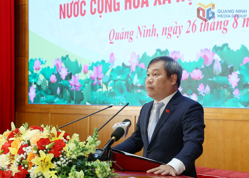 Ông Vũ Đại Thắng, Ủy viên Trung ương Đảng, Bí thư Tỉnh ủy, Trưởng Đoàn ĐBQH tỉnh Quảng Ninh phát biểu tại lễ kỷ niệm.