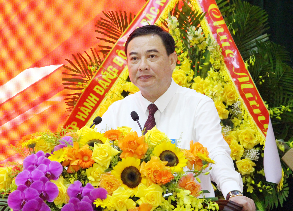 Đồng chí Vũ Trí Hải, Ủy viên Ban Thường vụ, Trưởng Ban Nội chính Tỉnh ủy phát biểu chỉ đạo Đại hội.