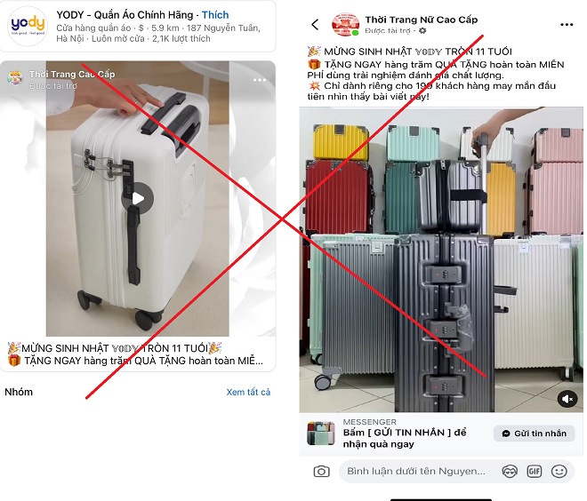 Yody khẳng định không có các chương trình tặng vali, túi xách. Đây là thủ đoạn lừa đảo mà kẻ gian sử dụng để chiếm đoạt tiền
