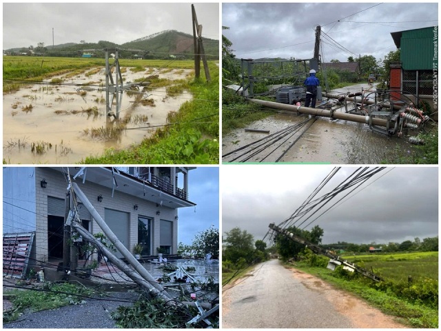 Hệ thống lưới điện trên địa bàn tỉnh Nghệ An bị thiệt hai nặng nề sau bão số 5 (Kajiki).