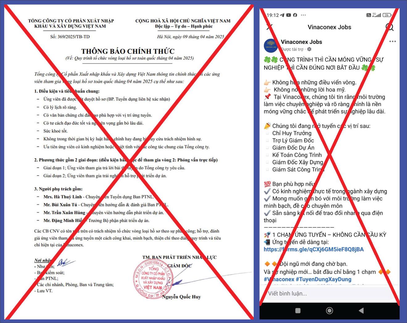 VINACONEX cảnh báo lừa đảo giả mạo thương hiệu VINACONEX cảnh báo lừa đảo giả mạo thương hiệu