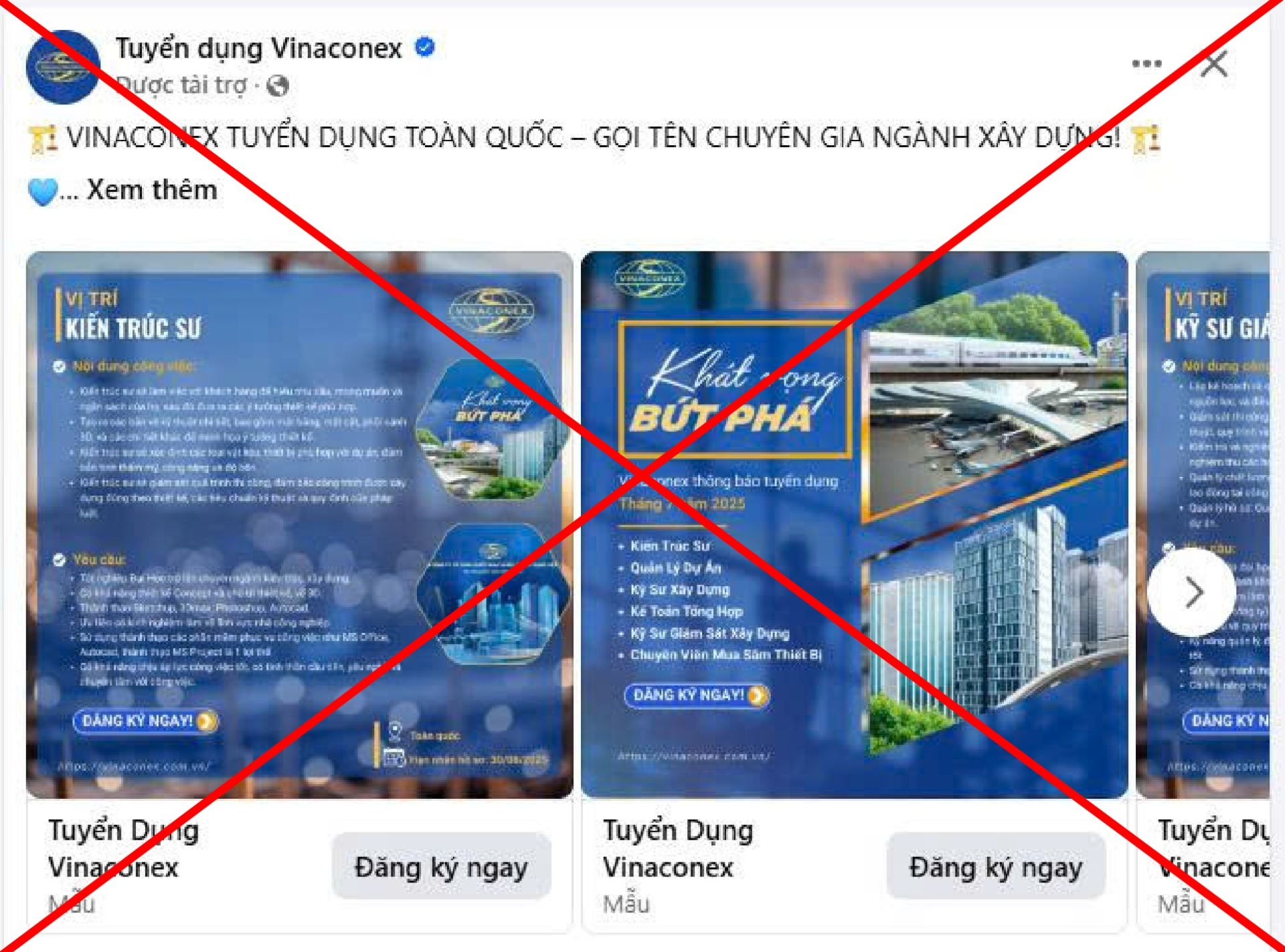 VINACONEX: Cảnh báo lừa đảo giả mạo thương hiệu