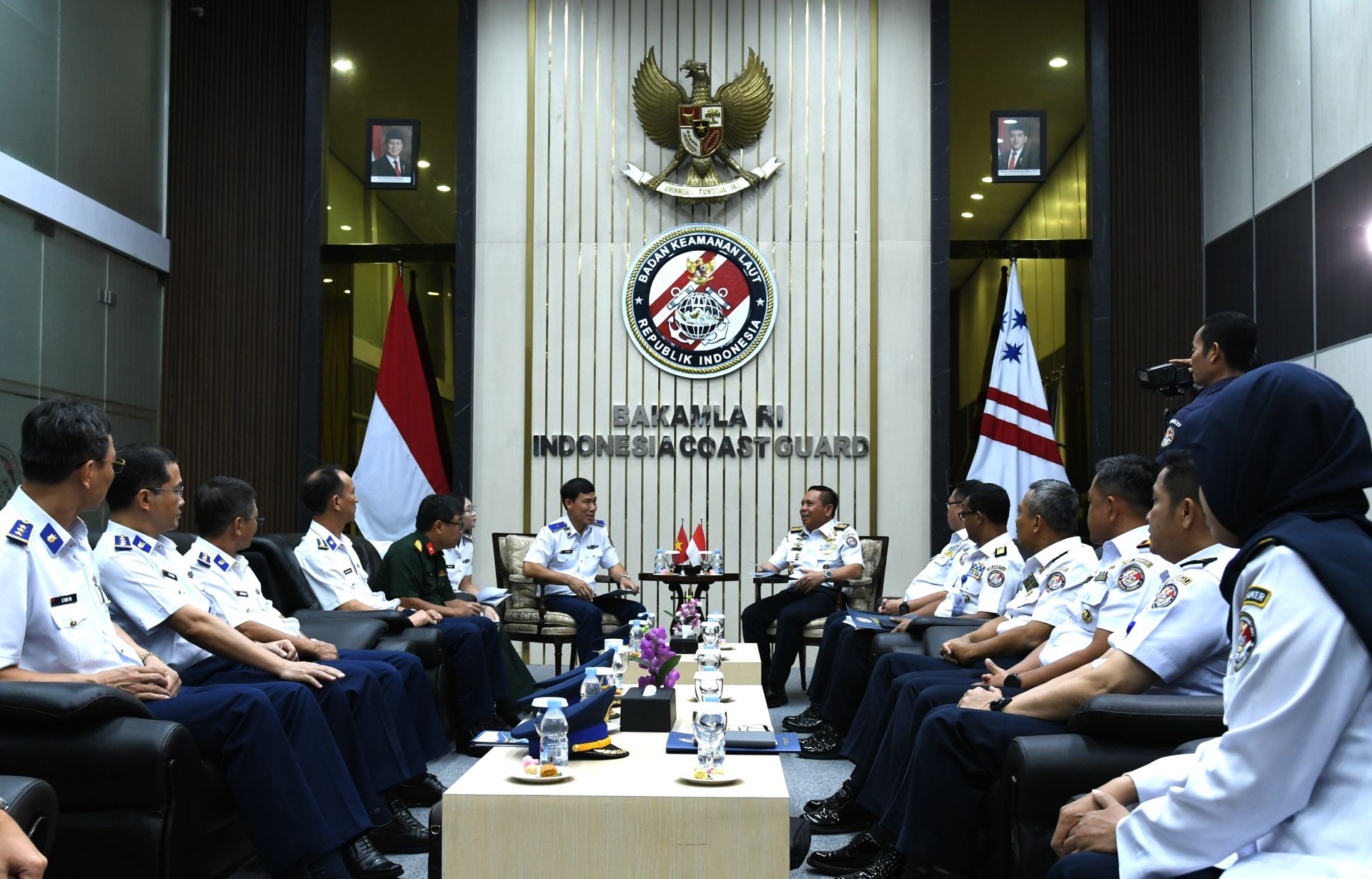 Quang cảnh chào xã giao lãnh đạo Cảnh sát biển Indonesia