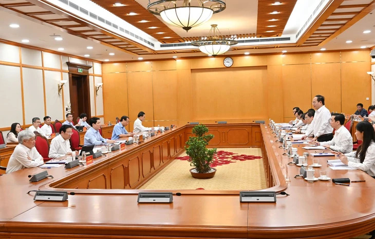 Tổ công tác của Bộ Chính trị làm việc với Ban Thường vụ Tỉnh ủy Cao Bằng - Ảnh: Cổng thông tin điện tử Đảng Cộng sản Việt Nam