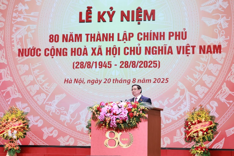 Thủ tướng Phạm Minh Chính: Chính phủ dưới sự lãnh đạo của Đảng, 80 năm hành trình vì nước, vì dân - Ảnh VGP/Nhật Bắc