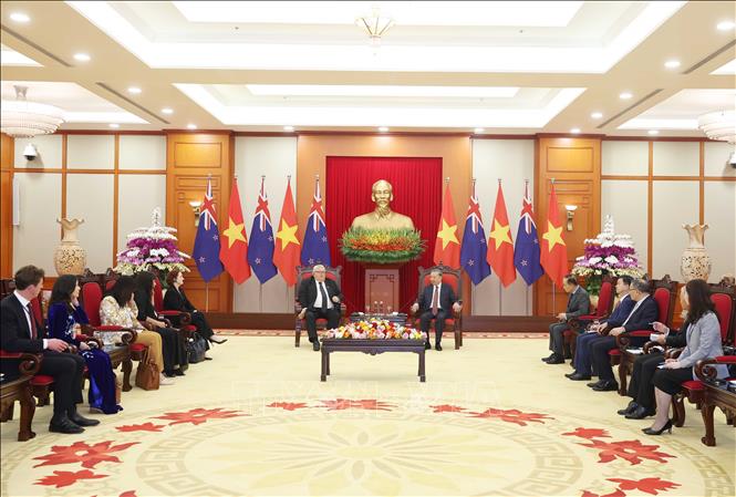 Tổng Bí thư Tô Lâm tiếp Chủ tịch Quốc hội New Zealand Gerry Brownlee. Ảnh: Thống Nhất/TTXVN