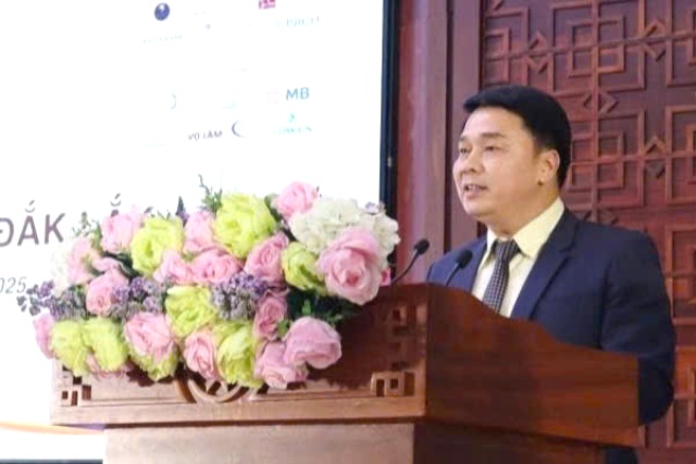 Chủ tịch Hiệp Hội Doanh nhân Đắk Lắk Nguyễn Quang Vinh phát biểu nhận nhiệm vụ