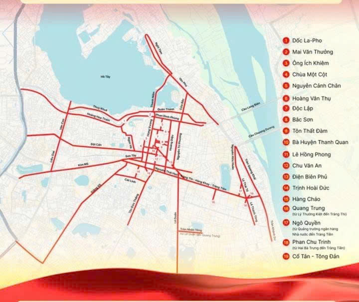 Các tuyến đường cấm triệt để phương tiện (Ảnh: Cổng TT Chính phủ)