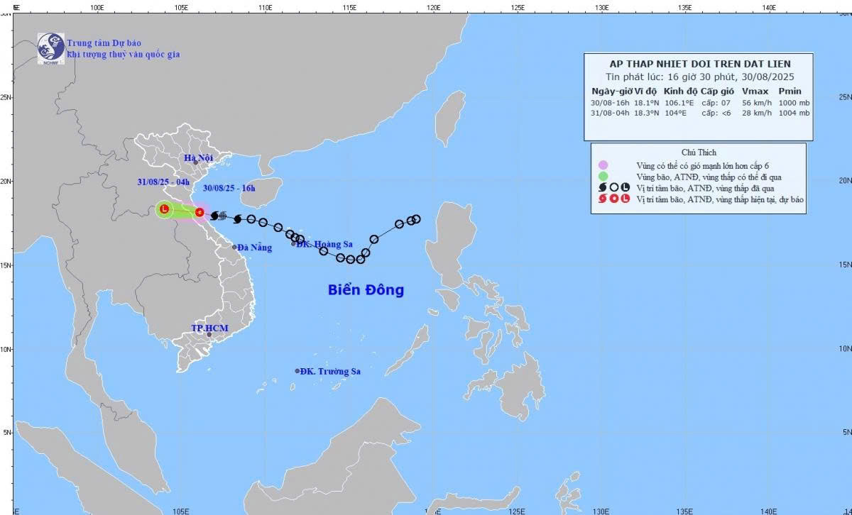 Bão số 6 suy yếu thành áp thấp nhiệt đới