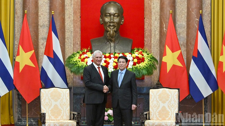 Bí thư thứ Nhất, Chủ tịch nước Miguel Diaz-Canel Bermudez hội kiến Chủ tịch nước Lương Cường.