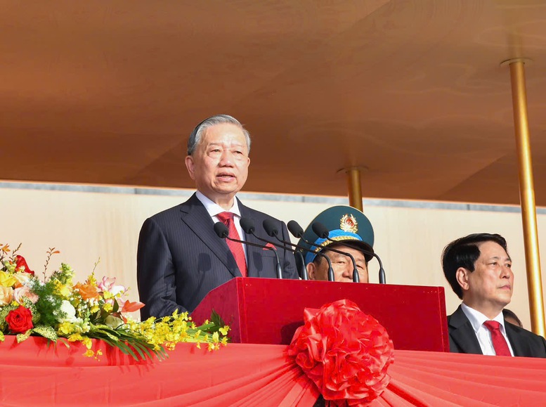 Tổng Bí thư Tô Lâm trình bày diễn văn kỷ niệm - Ảnh: VGP/Nhật Bắc