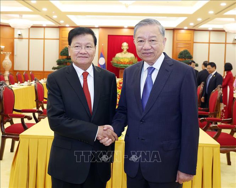 Tổng Bí thư Tô Lâm hội kiến Tổng Bí thư, Chủ tịch nước Lào Thongloun Sisoulith - Ảnh: TTXVN