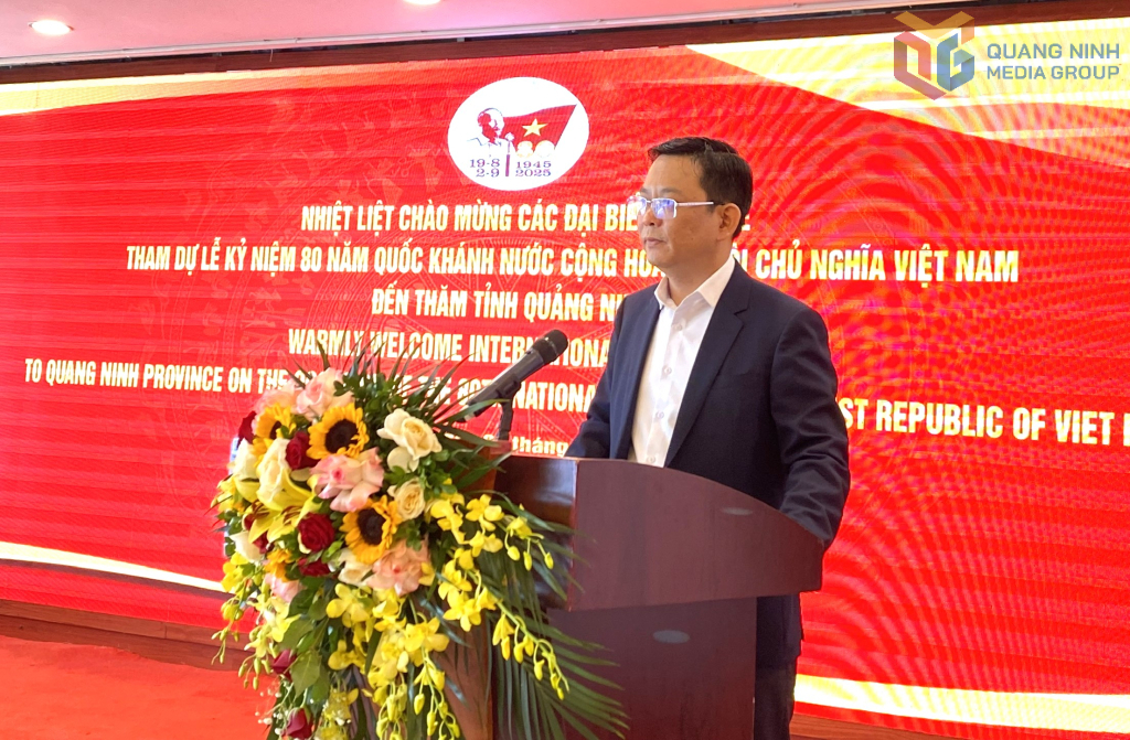 Lãnh đạo Liên hiệp các tổ chức hữu nghị Việt Nam phát biểu tại buổi tiếp xã giao.