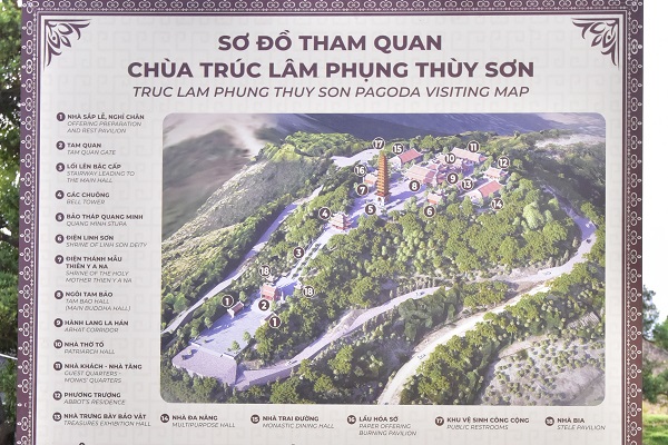 Sơ đồ hướng dẫn tham quan dựng phía trước chùa