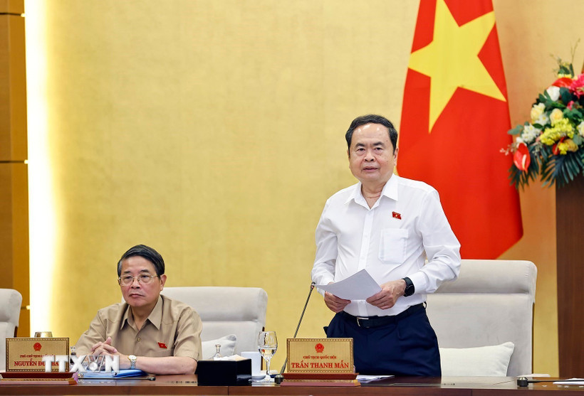 Chủ tịch Quốc hội Trần Thanh Mẫn phát biểu khai mạc phiên họp. (Ảnh: Doãn Tấn/TTXVN)