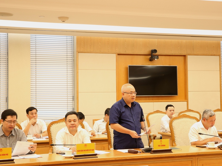 Thứ trưởng Bộ Tài chính Đỗ Thành Trung báo cáo tại cuộc họp - Ảnh: VGP/Nguyễn Hoàng