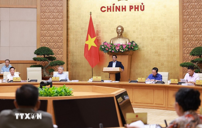 Thủ tướng Phạm Minh Chính chủ trì Phiên họp Chính phủ thường kỳ tháng 8 năm 2025. (Ảnh: Dương Giang/TTXVN) Thủ tướng Phạm Minh Chính chủ trì Phiên họp Chính phủ thường kỳ tháng 8 năm 2025. (Ảnh: Dương Giang/TTXVN)