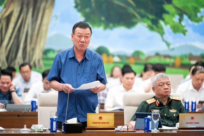 Tổng Thanh tra Chính phủ Đoàn Hồng Phong phát biểu tại Phiên họp 49 của Ủy ban Thường vụ Quốc hội. Ảnh: Quốc hội