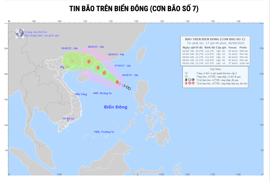 Bão số 7 (Tapah) hướng vào Trung Quốc, miền Bắc sắp đón mưa lớn