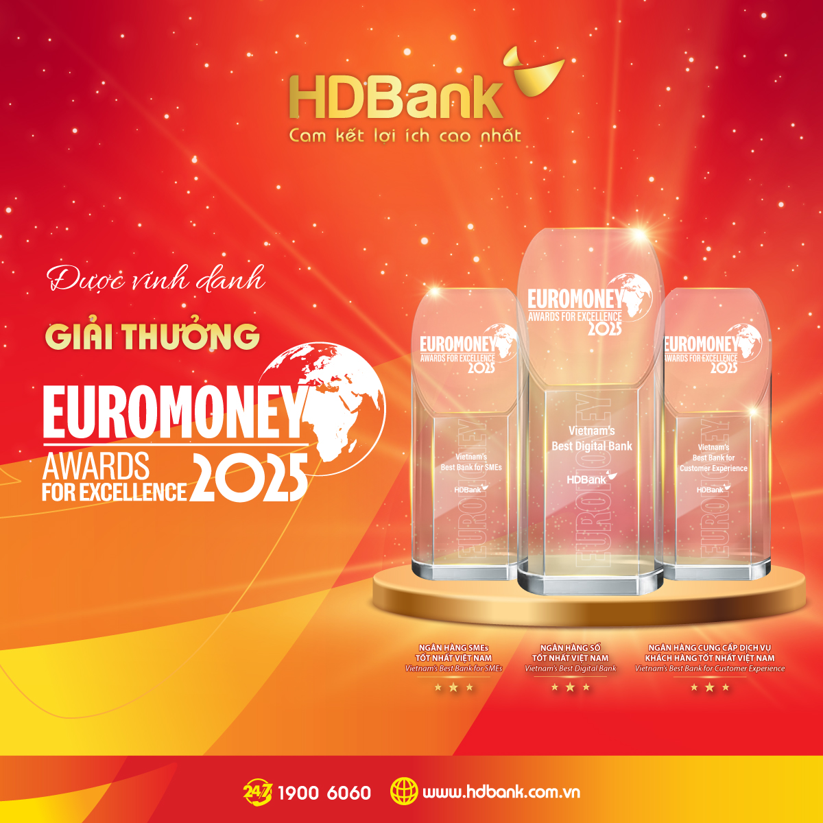 “Cú hat-trick” Euromoney 2025 là sự ghi nhận cho những bước tiến mạnh mẽ của HDBank, khẳng định bản lĩnh tiên phong, khát vọng đổi mới và vị thế quốc tế của ngân hàng Việt Nam