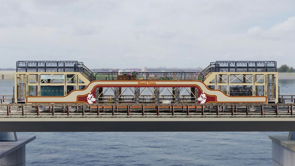 Đoàn tàu được thiết kế theo mô phạm riêng với hình tượng sông Hồng