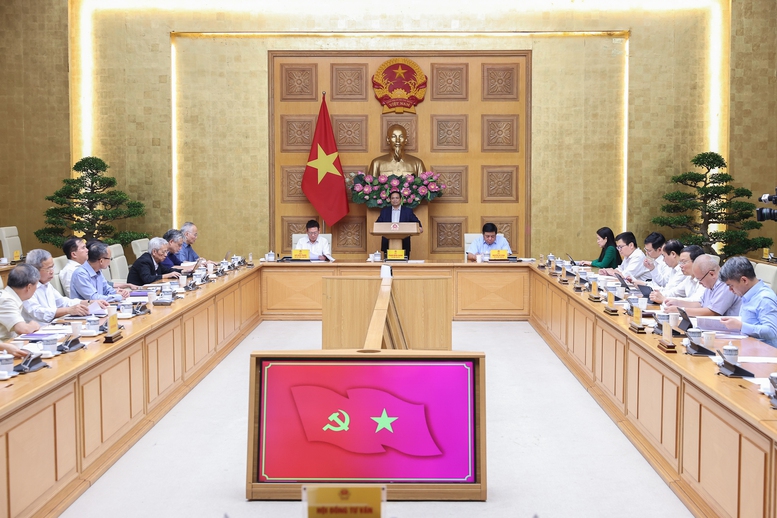 Thủ tướng Phạm Minh Chính làm việc với Hội đồng Tư vấn chính sách - Ảnh: VGP/Nhật Bắc