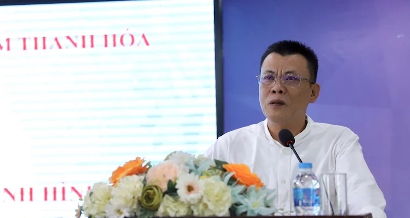 Chi cục trưởng Chi cục An toàn VSTP tỉnh Lê Hồng Sơn phát biểu khai mạc hội thảo.