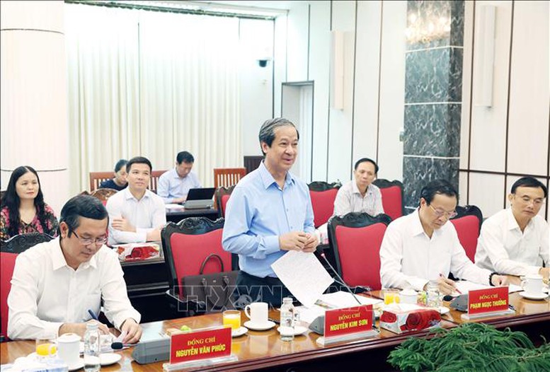 Đồng chí Nguyễn Kim Sơn, Bộ trưởng Bộ Giáo dục và Đào tạo phát biểu - Ảnh: TTXVN