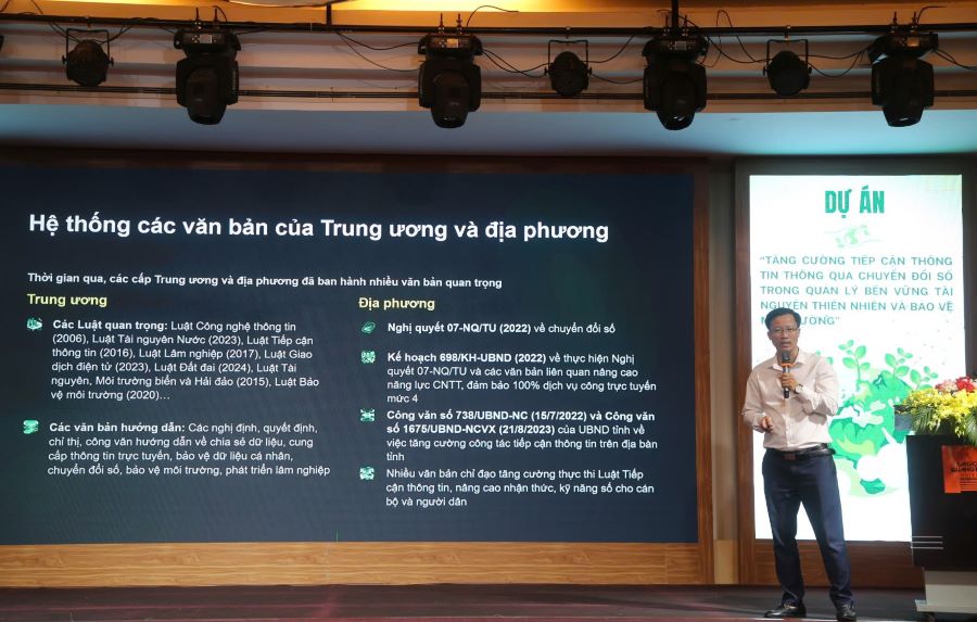 Tiến sĩ Trần Diễm Phúc - Giám đốc Dự án, Phó Giám đốc Trung tâm Chuyển đổi số và Công nghệ thông tin giới thiệu về dự án. Tiến sĩ Trần Diễm Phúc - Giám đốc Dự án, Phó Giám đốc Trung tâm Chuyển đổi số và Công nghệ thông tin giới thiệu về dự án.