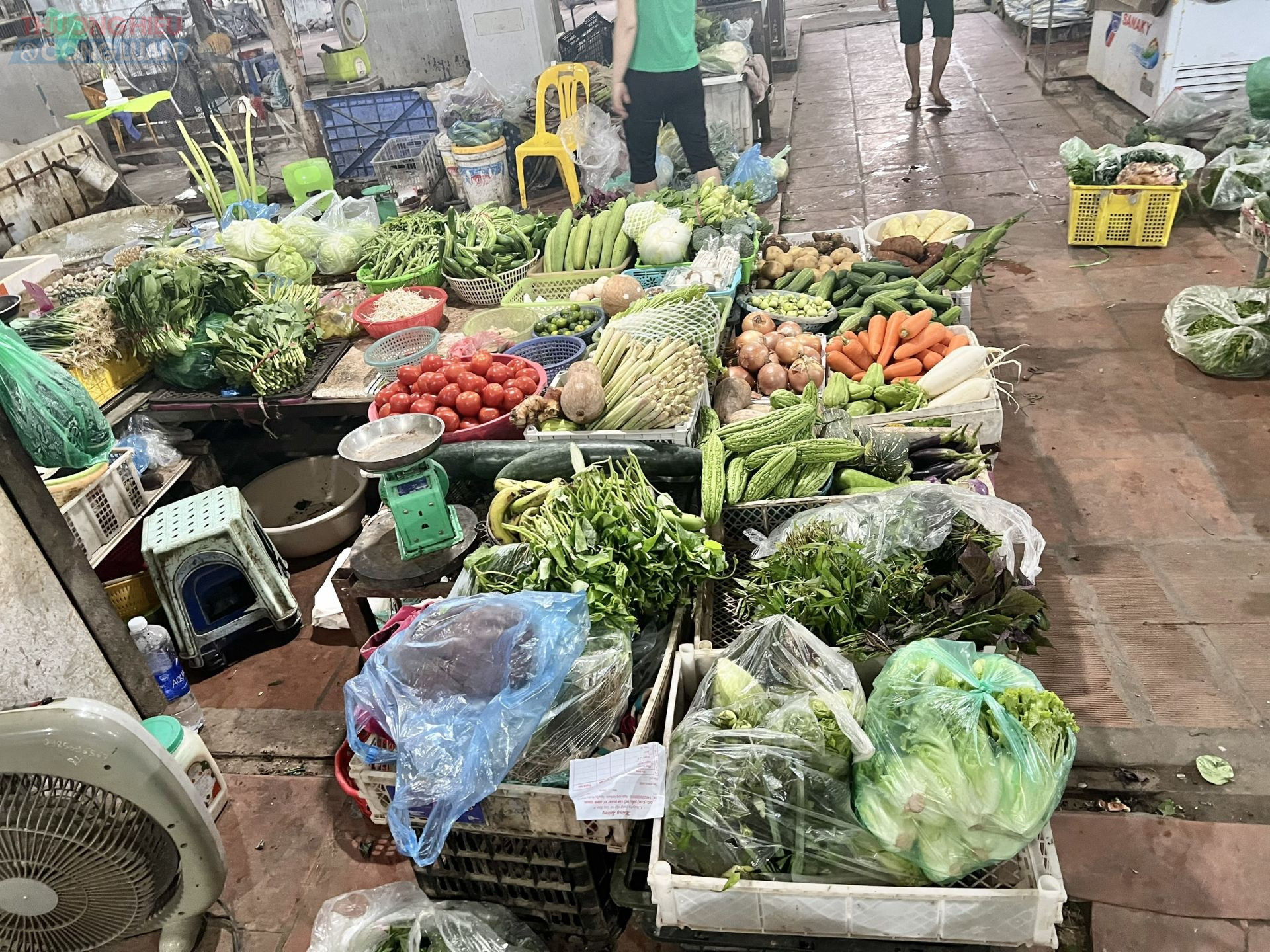 Giá rau xanh tại chợ Yến Xá tăng so với trước đây