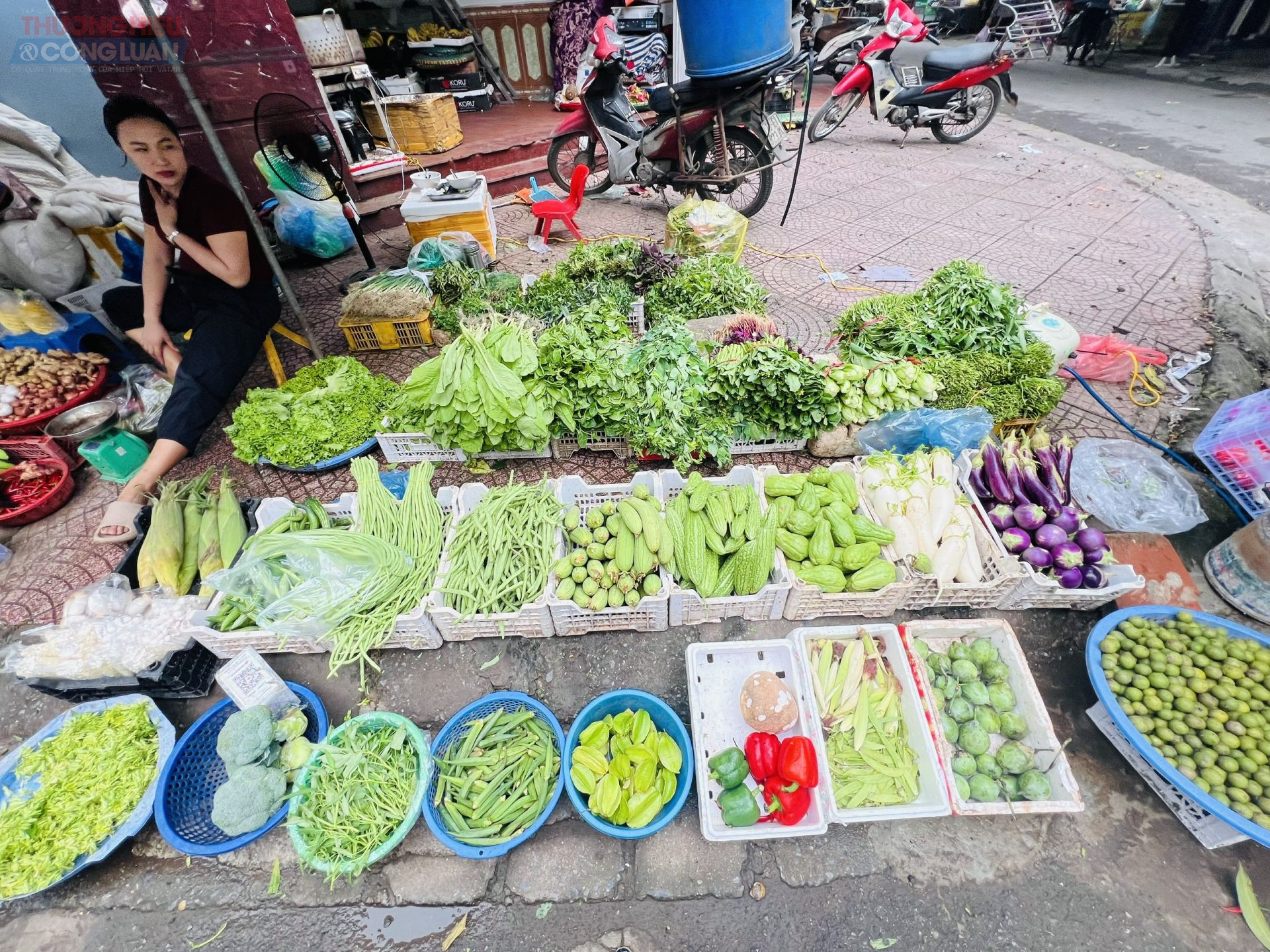 Hàng rau xanh tại chợ Xa La, phường Hà Đông, Hà Nội
