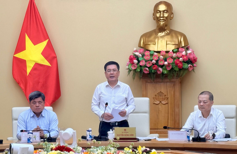 Bộ trưởng Bộ Công Thương Nguyễn Hồng Diên phát biểu tại hội nghị. (Ảnh: PV/Vietnam+) Bộ trưởng Bộ Công Thương Nguyễn Hồng Diên phát biểu tại hội nghị. (Ảnh: PV/Vietnam+)
