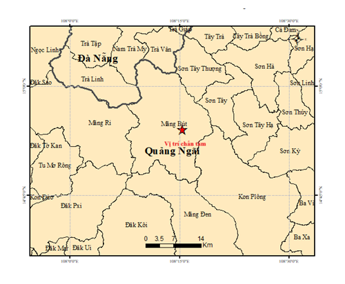 Động đất ở Quảng Ngãi gây rung lắc diện rộng